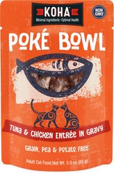 KOHA Poké Bowl Tuna & Chicken Entrée in Gravy Wet Cat Food, 3-oz pouch, case of 12