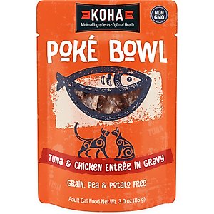 KOHA Poké Bowl Tuna & Chicken Entrée in Gravy Wet Cat Food, 3-oz pouch, case of 12