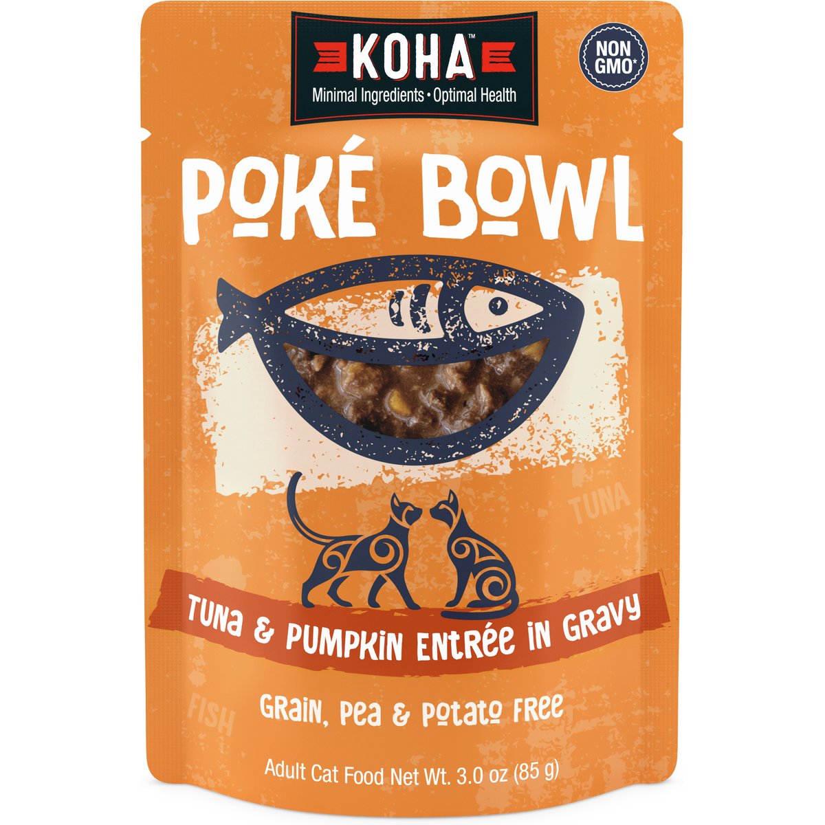 KOHA Poké Bowl Tuna & Pumpkin Entrée in Gravy Wet Cat Food, 3-oz pouch, case of 12