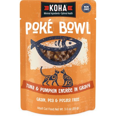 KOHA KOHA Poké Bowl Tuna & Pumpkin Entrée in Gravy Wet Cat Food, 3-oz pouch, case of 12