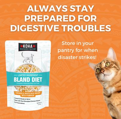Show full view: KOHA Bland Diets Chicken & White Rice Wet Cat Food, 2.8-oz pouch, case of 12 slide 6 of 9