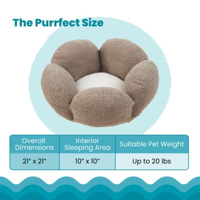 Show full view: Catstages Indoor Purrfect Petals Washable Flower Shaped Round Bolster Plush Cat Bed, Tan slide 6 of 12