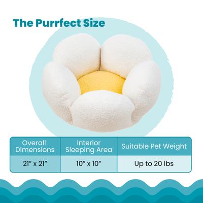 Show full view: Catstages Indoor Purrfect Petals Washable Flower Shaped Round Bolster Plush Cat Bed, White slide 5 of 11