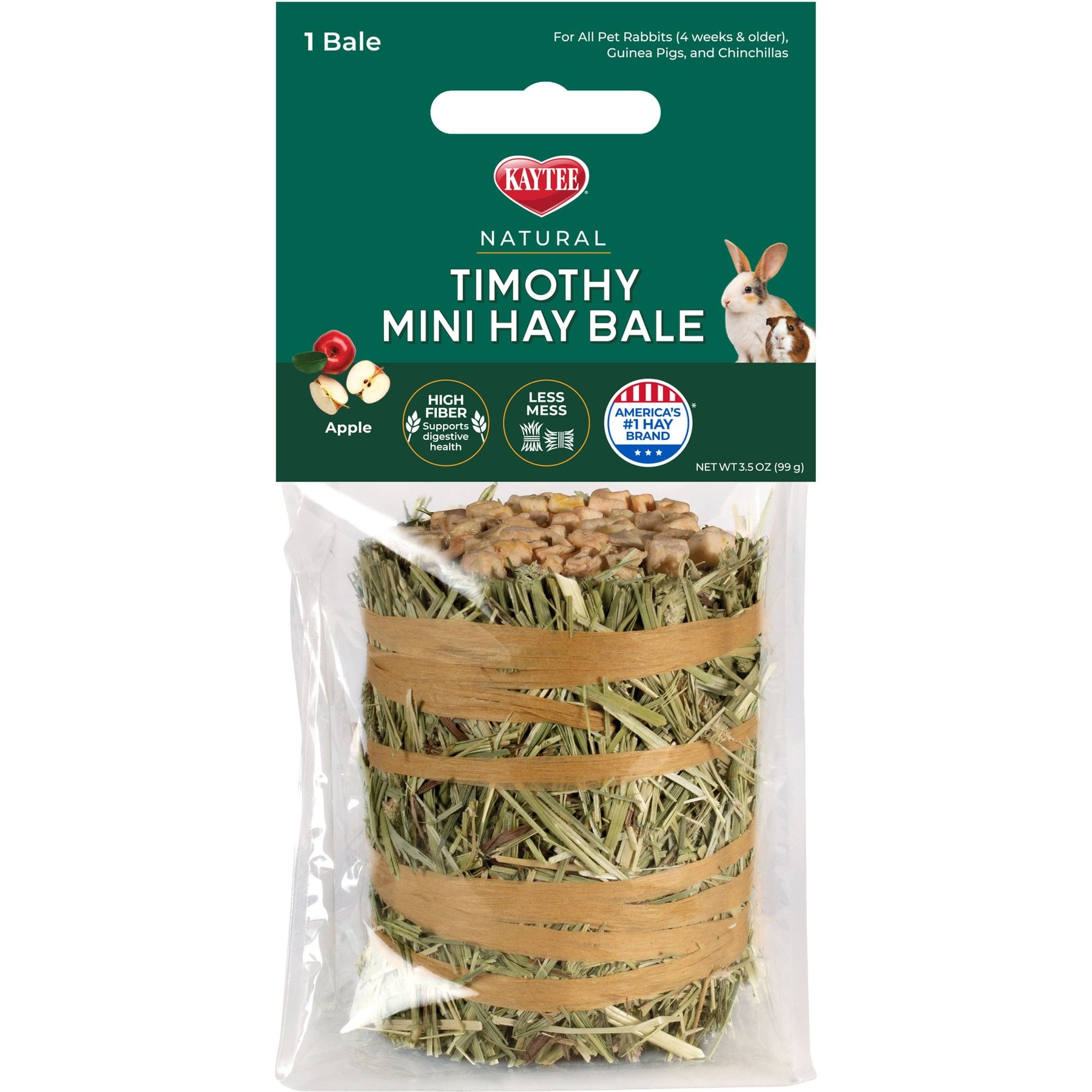 Kaytee Mini Hay Bales Apple Small Pet Hay, 3.5-oz bag