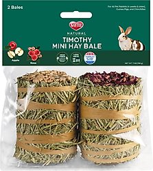 Kaytee Mini Hay Bales Apple & Rose Small Pet Hay, 7-oz bag, 2 count