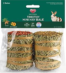 Kaytee Mini Hay Bales Carrot Marigold Small Pet Hay, 7-oz bag, 2 count