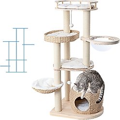 Happy & Polly Multi-Level 55.5-in Whispering Hollow Natural Wood Cat Tree, Beige slide 2 of 9