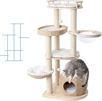 Show full view: Happy & Polly Multi-Level 55.5-in Whispering Hollow Natural Wood Cat Tree, Beige slide 8 of 10