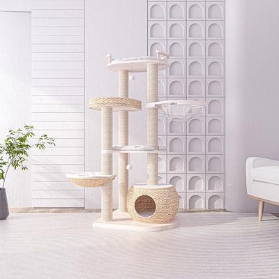 Show full view: Happy & Polly Multi-Level 55.5-in Whispering Hollow Natural Wood Cat Tree, Beige slide 5 of 10
