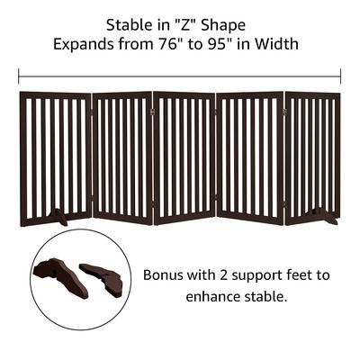 Show full view: Unipaws Free Standing Dog Gate, Espresso, 36-in, 5-panel slide 5 of 8
