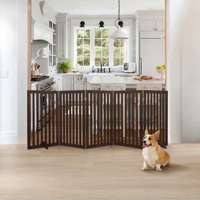 Show full view: Unipaws Free Standing Dog Gate, Espresso, 36-in, 5-panel slide 2 of 8
