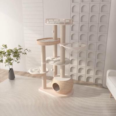 Show full view: Happy & Polly Multi-Level 55.5-in Whispering Hollow Natural Wood Cat Tree, Beige slide 7 of 10