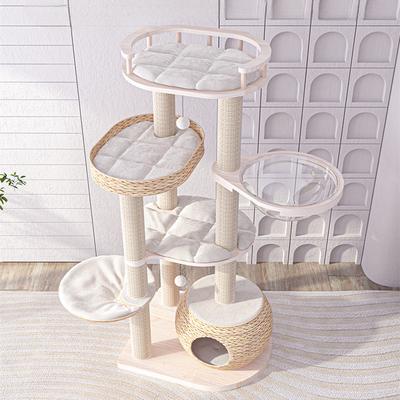 Show full view: Happy & Polly Multi-Level 55.5-in Whispering Hollow Natural Wood Cat Tree, Beige slide 6 of 10