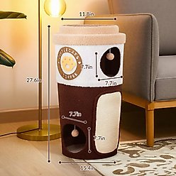 Happy & Polly Coffee Cup Orthopedic Removable Cushion Cat Bed, Brown, Large slide 2 of 9