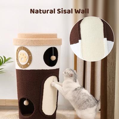 Show full view: Happy & Polly Coffee Cup Orthopedic Removable Cushion Cat Bed, Brown, Large slide 7 of 9