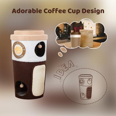 Show full view: Happy & Polly Coffee Cup Orthopedic Removable Cushion Cat Bed, Brown, Large slide 6 of 9