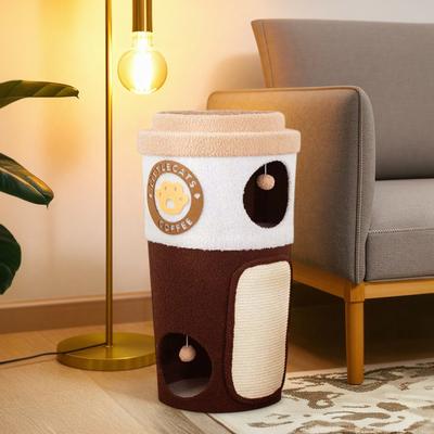 Show full view: Happy & Polly Coffee Cup Orthopedic Removable Cushion Cat Bed, Brown, Large slide 2 of 9