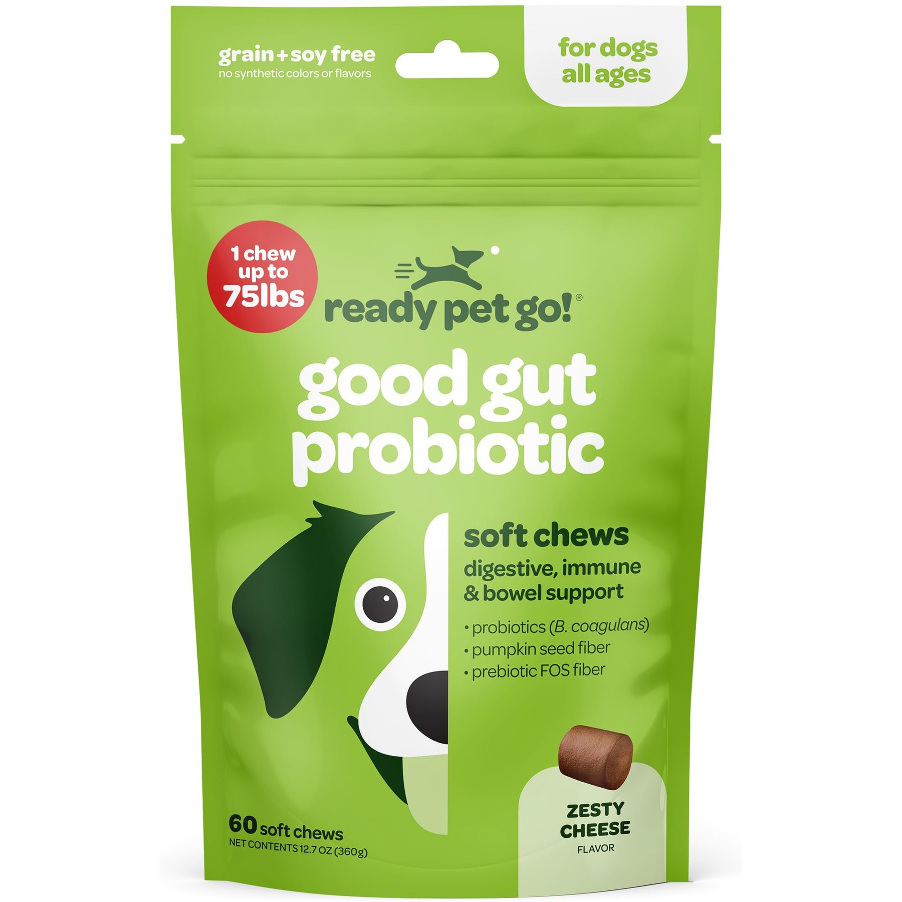 Ready Pet Go Good Gut Probiotic Dog Supplement, 60 count