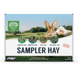 Small Pet Select Sampler Hay 2nd Cutting, 3rd Cutting Timothy Hay, Oat Hay, & Orchard Hay Small Animal Food, 8-lb box