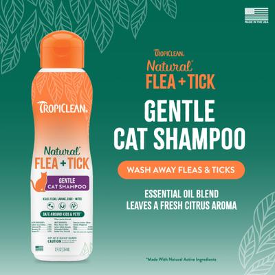 Show full view: TropiClean Natural Flea + Tick Gentle Cat Shampoo, 12-fl oz slide 3 of 9