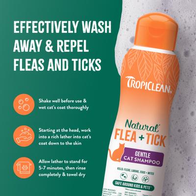 Show full view: TropiClean Natural Flea + Tick Gentle Cat Shampoo, 12-fl oz slide 5 of 9