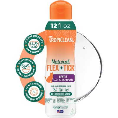 TropiClean TropiClean Natural Flea + Tick Gentle Cat Shampoo, 12-fl oz