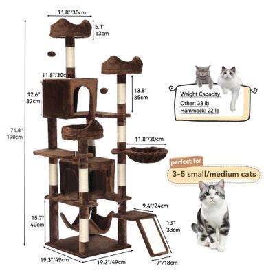 Show full view: Yitahome 75-in Sisal Cat Tree & Condo, Brown slide 7 of 8