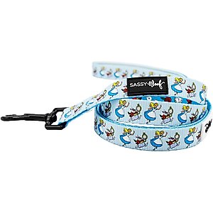 Sassy Woof Alice in Wonderland Dog Leash, Blue, 5-ft long, 4/5-in wide