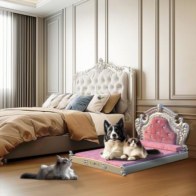 Show full view: BingoPaw European-Style Luxury Washable Dutch Velvet Dog Bed, Pink, XX-Large slide 4 of 10