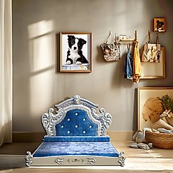 BingoPaw European-Style Luxury Washable Dutch Velvet Dog Bed, Blue, XX-Large slide 2 of 9