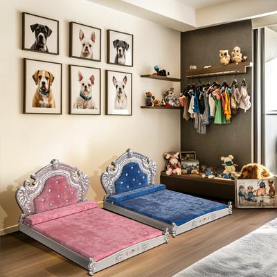 Show full view: BingoPaw European-Style Luxury Washable Dutch Velvet Dog Bed, Blue, XX-Large slide 5 of 10