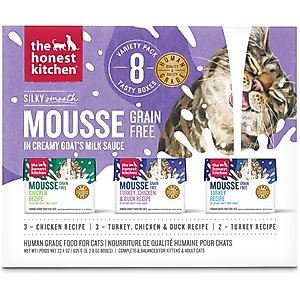 The Honest Kitchen Human Grade Grain-Free Mousse in Goat's Milk Variety Pack Wet Cat Food, 2.8-oz, 8 count