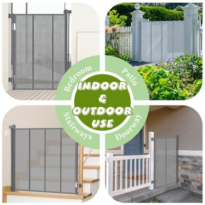 Show full view: SMONTER Extra Tall Retractable Dog Gate, Grey slide 7 of 8