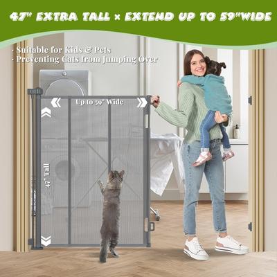 Show full view: SMONTER Extra Tall Retractable Dog Gate, Grey slide 6 of 8