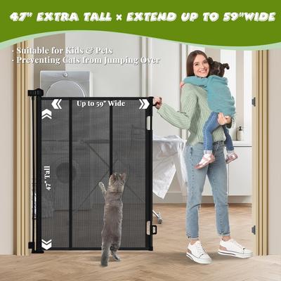 Show full view: SMONTER Extra Tall Retractable Dog Gate, Black slide 6 of 8