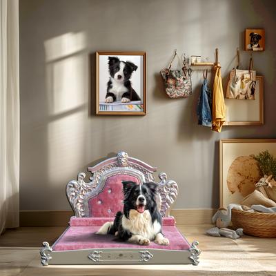 Show full view: BingoPaw European-Style Luxury Washable Dutch Velvet Dog Bed, Pink, XX-Large slide 6 of 10