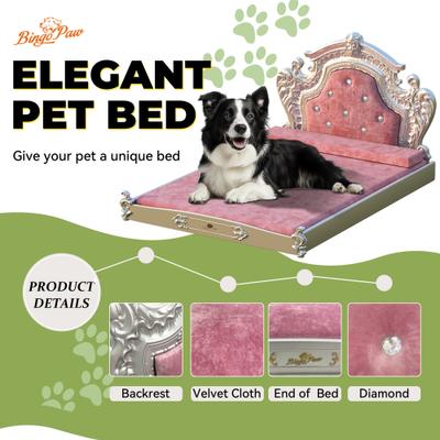 Show full view: BingoPaw European-Style Luxury Washable Dutch Velvet Dog Bed, Pink, Large slide 8 of 10