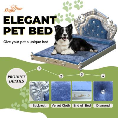 Show full view: BingoPaw European-Style Luxury Washable Dutch Velvet Dog Bed, Blue, XX-Large slide 9 of 10