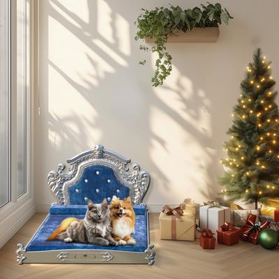Show full view: BingoPaw European-Style Luxury Washable Dutch Velvet Dog Bed, Blue, XX-Large slide 8 of 10