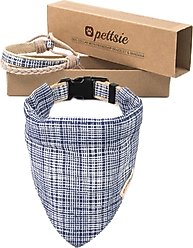 Pettsie Dog Collar & Bandana, Blue, Large: 26-in neck, 1-in wide, natural