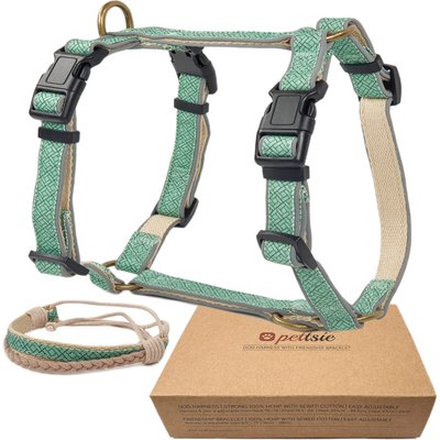 Pettsie Pettsie No-Pull Reflective Dog Harness & Bracelet, Green, Large: 23.5 to 32.5-in chest, natural