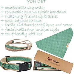 Pettsie Dog Collar & Removable Bandana, Green, Small: 15.5-in neck, 3/8-in wide, natural slide 2 of 7