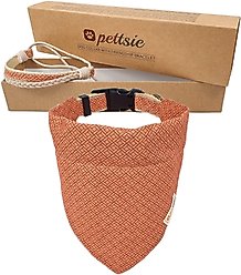 Pettsie Dog Collar & Removable Bandana, Orange, Small: 15.5-in neck, 3/8-in wide, natural