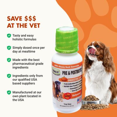 Show full view: Liquid-Vet K9 Pre & PostBiotic Support Unflavored Dog Digestive Aid, 8-fl oz bottle, 2 count slide 6 of 10