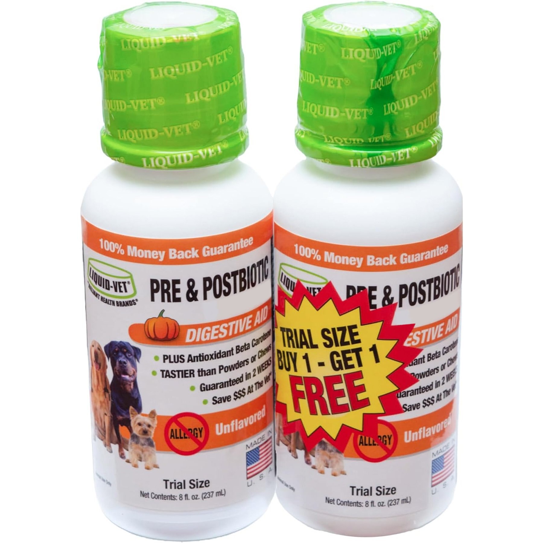 Liquid-Vet K9 Pre & PostBiotic Support Unflavored Dog Digestive Aid, 8-fl oz bottle, 2 count
