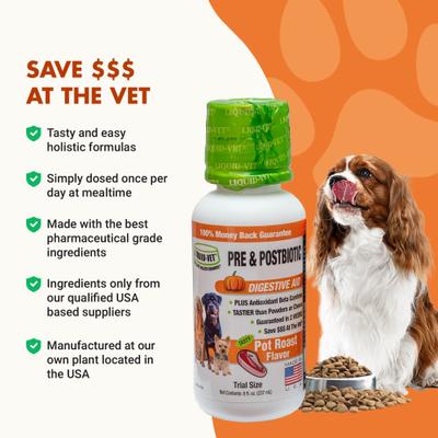 Show full view: Liquid-Vet K9 Pre & PostBiotic Support Pot Roast Flavor Dog Digestive Aid, 8-fl oz bottle, 2 count slide 6 of 10