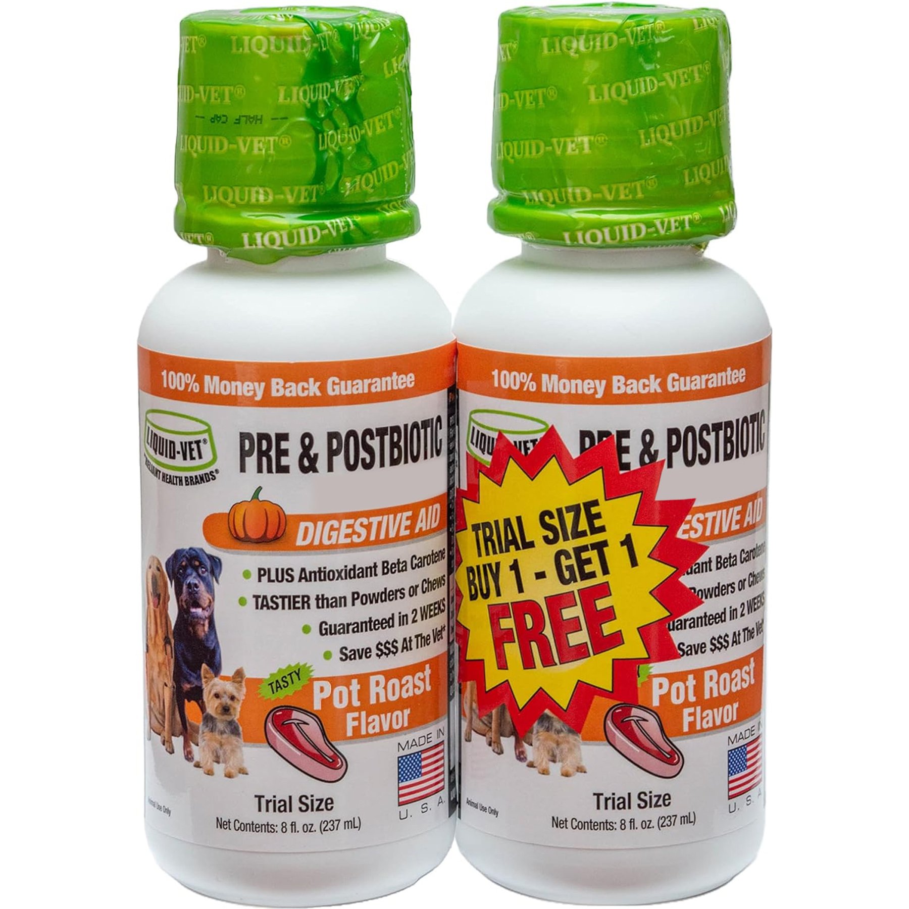 Liquid-Vet K9 Pre & PostBiotic Support Pot Roast Flavor Dog Digestive Aid, 8-fl oz bottle, 2 count