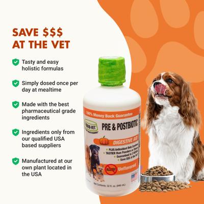 Show full view: Liquid-Vet K9 Pre & PostBiotic Support Unflavored Dog Digestive Aid, 32-fl oz bottle slide 6 of 10