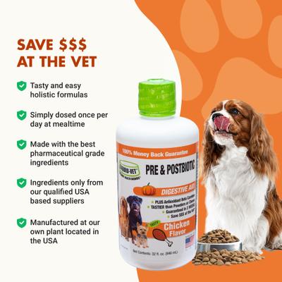 Show full view: Liquid-Vet K9 Pre & PostBiotic Support Chicken Flavor Dog Digestive Aid, 32-fl oz bottle slide 6 of 10