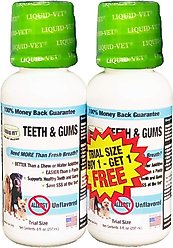 Liquid-Vet Teeth & Gums Support Allergy-Friendly Unflavored Dog Supplement, 8-oz bottle, 2 count